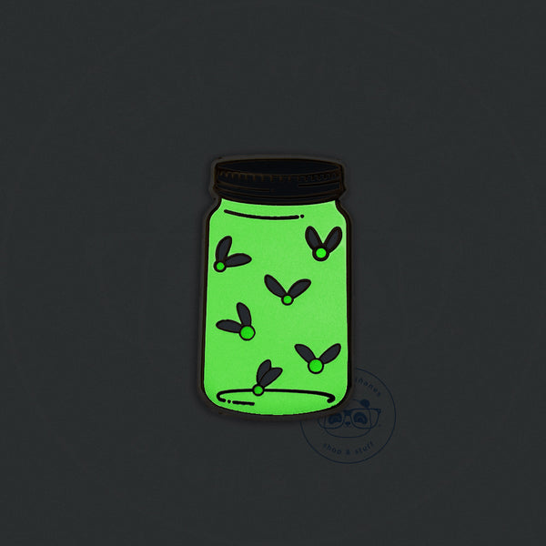 Glow in the Dark Fireflies in a Jar Enamel Pin