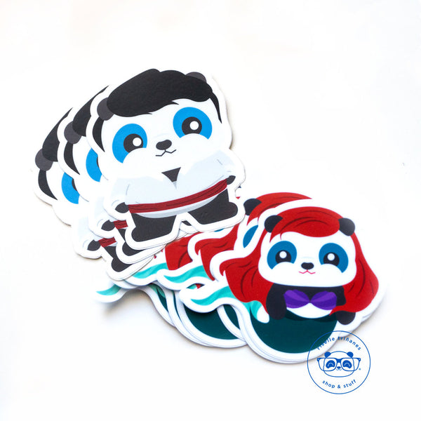 Prince Panda and MerPanda Princess Vinyl Sticker Set