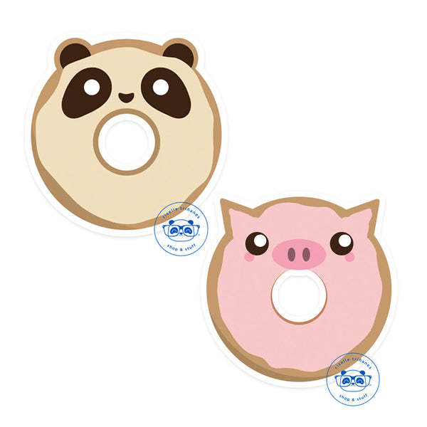 Donut Pig & Panda Vinyl Stickers
